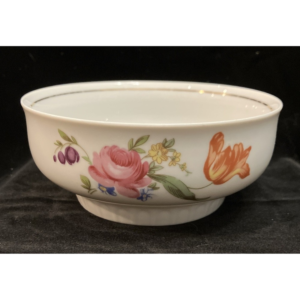 1777 Henneberg Porcelain Bowl Floral Pink Orange German Democratic Republic